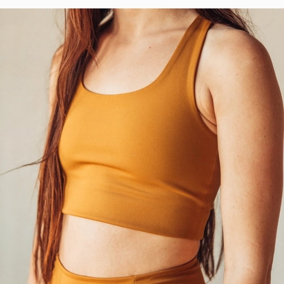 Girlfriend Collective Mustard Yellow Crop Top Leggings Set. XS/S - Picture 11 of 11